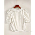 Women's Blouse V-neck Thin Shirt With French Puffed Sleeves Supplier